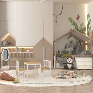 HOMCOM Σιφονιέρα με 6 Συρτάρια για Παιδιά 3-6 Ετών με Στρογγυλεμένε...