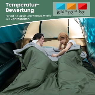 Costway Διπλός Υπνόσακος 2 σε 1 με 2 Μαξιλάρια 220 x 150 cm OP3650GN