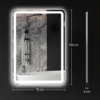 HOMCOM Καθρέφτης Μπάνιου LED 70x100cm με Touch και Αντιθαμβωτική Λε...