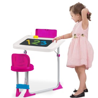 BAKAJI Μεταλλικό Σχολικό Θρανίο 2σε1 Ροζ με Ανακλινόμενο Καθισματάκ... BAKAJI Μεταλλικό Σχολικό Θρανίο 2σε1 Ροζ με Ανακλινόμενο Καθισματάκ...