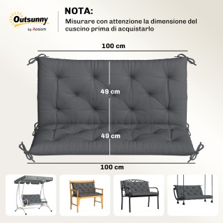 Outsunny Διθέσιο Μαξιλάρι Κήπου σε Στυλ Καπιτονέ με 6 Δέστρες, Από ...