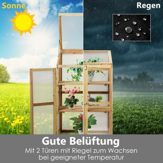 Costway  Μικρό Ξύλινο Θερμοκήπιο 3 Επιπέδων για Προστασία Λουλουδιώ...