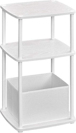 SONGMICS Λευκό Μοντέρνο Κομοδίνο 34x30x58cm με 3 Ράφια και Υφασμάτι...