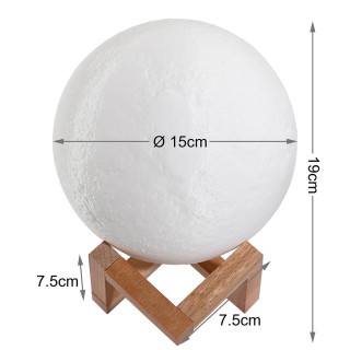 BAKAJI Λαμπάδα Τραπέζι Σελήνη 15cm Φως LED 3 Χρώματα Moon Lamp Μπατ...