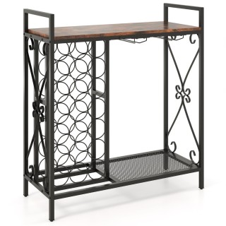 Costway Ράφι Κρασιών για 21 Φιάλες με Θήκη Ποτηριών & Επιφάνεια Τρα... Costway Ράφι Κρασιών για 21 Φιάλες με Θήκη Ποτηριών & Επιφάνεια Τρα...