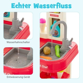 Costway Παιδική Κουζίνα με Φώτα και Νεροαντλία - 65 Τεμάχια TP10033PI