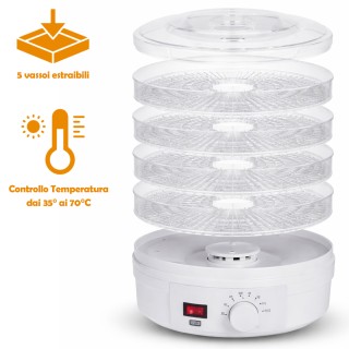 BAKAJI Ηλεκτρικός Μίνι Αφυγραντήρας Τροφίμων & Λουλουδιών με 5 Θήκε...