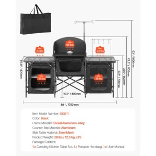 VEVOR Φορητός Σταθμός Μαγειρέματος με Ανεμοθώρακα και Ντουλάπια DFB...