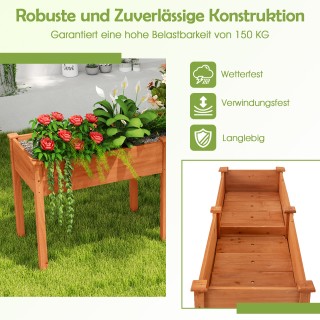 Costway  Ξύλινο Καλλιεργητικό Κρεβάτι Υπαίθρου με Πόδια, Διαχωριστι...