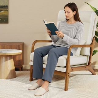 VEVOR Καρέκλα Σαλονιού Mid-Century Modern από Λινό Ύφασμα με Κάθισμ...