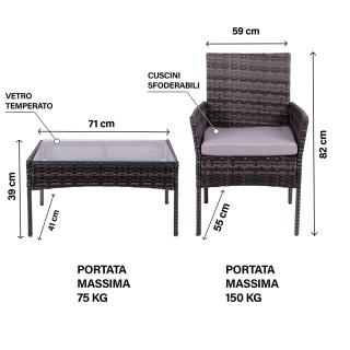 Galileo Σετ κήπου 4 θέσεων με μαξιλάρια σε χρώμα taupe, κορυφή τραπ...