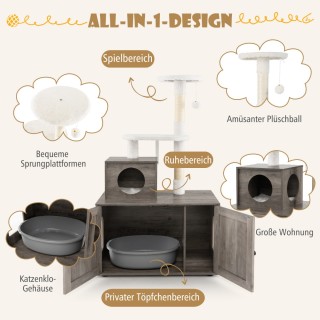 Costway Πολυλειτουργικό Ντουλάπι Γάτας με Ενσωματωμένο Ονυχοδρόμιο ...