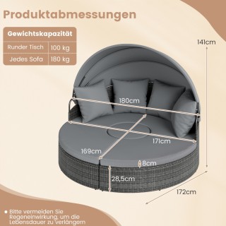 Costway Ηλιόλουστη Νησίδα με Σκεπή & Τραπέζι & Μαξιλάρια Καθίσματος...