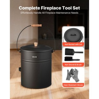 VEVOR Κουβάς Τζακιού με Καπάκι VEVOR, 4 Πρ., 15L, Ø10 x 12 ίντσες, ...