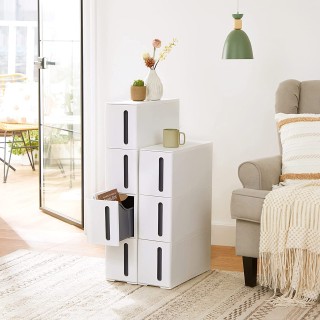 SONGMICS Κομψό Τρόλεϊ Αποθήκευσης με 4 Συρτάρια σε Ρόδες, Λευκό και... SONGMICS Κομψό Τρόλεϊ Αποθήκευσης με 4 Συρτάρια σε Ρόδες, Λευκό και...