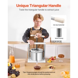 VEVOR Πιεστήριο Φρούτων Ανοξείδωτο 5L για Παρασκευή Κρασιού GJYZJTM... VEVOR Πιεστήριο Φρούτων Ανοξείδωτο 5L για Παρασκευή Κρασιού GJYZJTM...