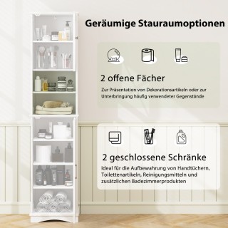 Costway  Λεπτή ντουλάπα μπάνιου με 5 ρυθμιζόμενα ράφια & 2 πόρτες, ...