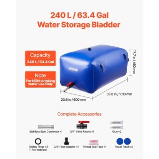 VEVOR Σάκος Αποθήκευσης Νερού PVC 240L (39.8 × 23.6 × 17.7 in) CSDL... VEVOR Σάκος Αποθήκευσης Νερού PVC 240L (39.8 × 23.6 × 17.7 in) CSDL...