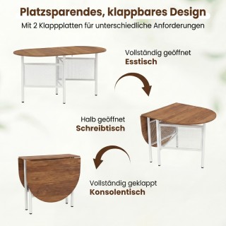 Costway Πτυσσόμενο Οβάλ Τραπέζι Φαγητού για 6-8 Άτομα σε Φυσικό Χρώ...