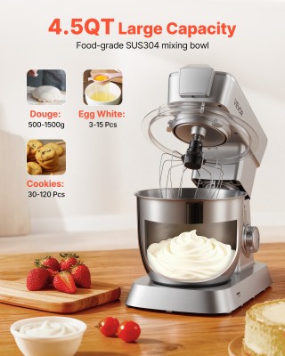 VEVOR Ηλεκτρικό Μίξερ Κουζίνας 1300W, 4.3L με Μπλέντερ, Ασημί DGNTM... VEVOR Ηλεκτρικό Μίξερ Κουζίνας 1300W, 4.3L με Μπλέντερ, Ασημί DGNTM...