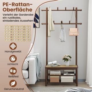 Costway Πολυλειτουργική Κρεμάστρα με Πάγκο & Ράφι Παπουτσιών & 2 Ρά...