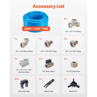 VEVOR  Σύστημα Αεροσυμπιεστή 3/4 x 300FT HDPE/Αλουμίνιο Μπλε  YSKQG...