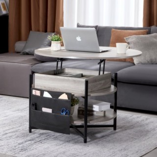 Στρογγυλό Τραπεζάκι Καφέ VEVOR 35.3 με Ανασηκούμενη Επιφάνεια - Λευ...