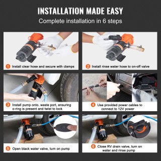 VEVOR Φορητή Αντλία Μακρητήρα  για RV, 12V, 12 GPM, Γρήγορης Απελευ...