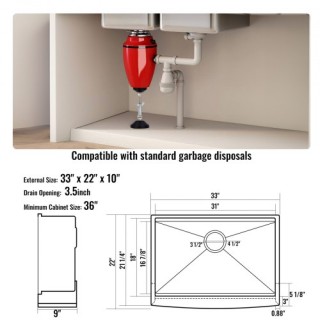Νεροχύτης Κουζίνας VEVOR 33 από Ανοξείδωτο Ατσάλι με Αξεσουάρ  NSSC...