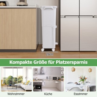 Costway Δίχωρος Κάδος Απορριμμάτων με Καπάκι & Κλειδωτές Ρόδες Πλασ...