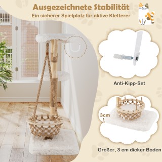 Costway  Ονυχοδρόμιο Γάτας με Κρεμαστό Καλάθι, Πύργο Αναρρίχησης & ...