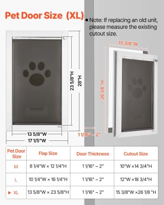 VEVOR Μεγάλη Πόρτα Κατοικιδίων με Τρία Μαγνητικά Πτερύγια και Μεταλ...