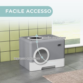 PawHut Λεκάνη για Γάτες με Καπάκι και Σπάτουλα, Διπλή Είσοδος και Α...