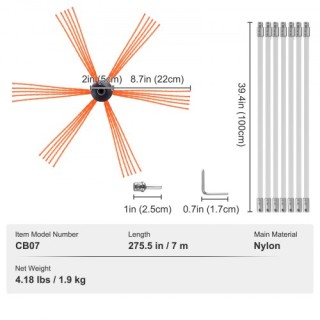 Σετ Καθαρισμού Καμινάδας VEVOR 7m με Εύκαμπτες Ράβδους και Βούρτσα ... Σετ Καθαρισμού Καμινάδας VEVOR 7m με Εύκαμπτες Ράβδους και Βούρτσα ...