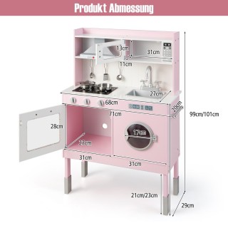 Costway  Παιδική Κουζίνα Παιχνιδιού με Ρυθμιζόμενο Ύψος και Ρεαλιστ...