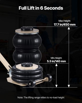 VEVOR Αεροϋποστηρικτήρας 3 Τόνων με Ρυθμιζόμενη Λαβή & Λαστιχένιο Σ...