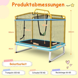 Costway Ορθογώνιο 3-σε-1 τραμπολίνο για παιδιά με δίχτυ Μπλε + Κίτ... Costway Ορθογώνιο 3-σε-1 τραμπολίνο για παιδιά με δίχτυ Μπλε + Κίτ...