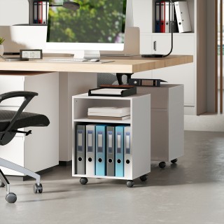 HOMCOM Κινητό Βάθρο Εκτυπωτή με Ρόδες και 2 Ανοιχτά Ράφια από Ξύλο,...