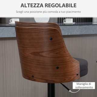 HOMCOM Σετ 2 Περιστρεφόμενα Σκαμπό Μπαρ με Ρυθμιζόμενο Ύψος για Κου...