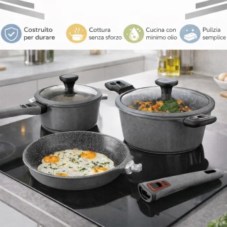 BAKAJI Σετ Κατσαρολών Rubino Suprem 24 τεμ. από Χυτό Αλουμίνιο Γκρι...