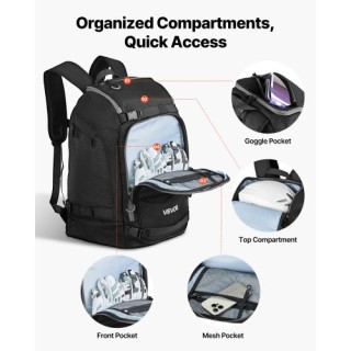 VEVOR Σακίδιο Μεταφοράς Μπότες Σκι, 55L, Διαστάσεις 16.1 x 10.6 x 1...