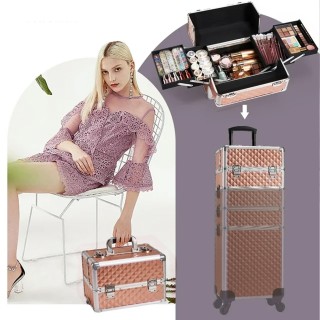 BAKAJI  Βαλίτσα Μακιγιάζ Αισθητικής Beauty Case 4 σε 1 Χρυσή με Απο...