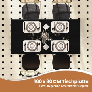 Ξύλινο Επεκτάσιμο Τραπέζι Φαγητού 160 x 80 x 76 cm Μαύρο KC55793DK... Ξύλινο Επεκτάσιμο Τραπέζι Φαγητού 160 x 80 x 76 cm Μαύρο KC55793DK...