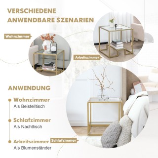 Costway Χρυσό Βοηθητικό Τραπέζι με 2 Επίπεδα από Σκληρυμένο Γυαλί ... Costway Χρυσό Βοηθητικό Τραπέζι με 2 Επίπεδα από Σκληρυμένο Γυαλί ...