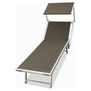 BAKAJI Ξαπλώστρα Παραλίας Ηλιοθεραπείας Αλουμινίου με Σκίαστρο Λινό...