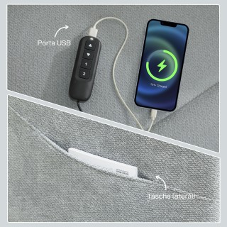 HOMCOM Πολυθρόνα Ανακλινόμενη 150° με Αίσθηση Βελούδου, Υποπόδιο, Τ...