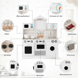 Costway  Παιδική Κουζίνα με Ρεαλιστικά Σκεύη Μαγειρικής και Αξεσουά...