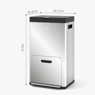 HOMCOM  Κάδος Απορριμμάτων με 3 Διαμερίσματα 56L με Υποστήριξη για ...