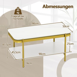 Costway Μοντέρνο ορθογώνιο τραπεζάκι σαλονιού λευκό, 45,5 x 50 x 90...