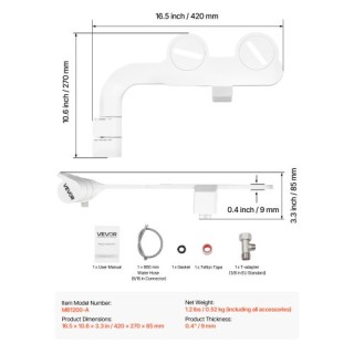 VEVOR Εξάρτημα Μπιντέ Τουαλέτας με Διπλούς Αυτοκαθαριζόμενους Ακροφ...